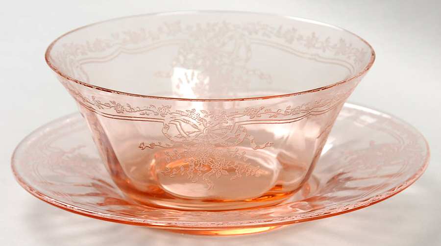 June Pink Finger Bowl & Underplate by Fostoria-1