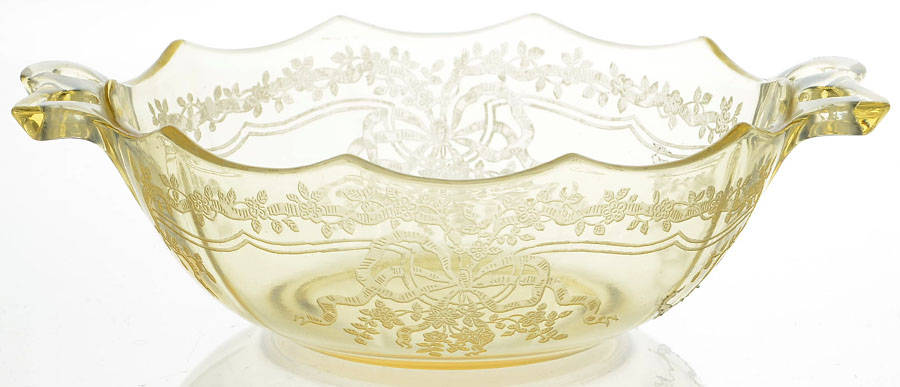 June Topaz (Yellow) Whipped Cream with Bow Handles by Fostoria-1