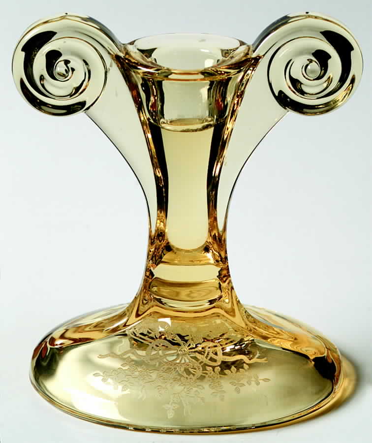 June Topaz (Yellow) Tall Single Light Candlestick by Fostoria-1