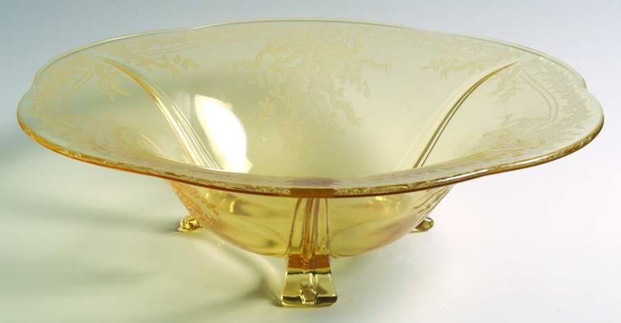 June Topaz (Yellow) 11" 3 Toed Centerpiece by Fostoria-1