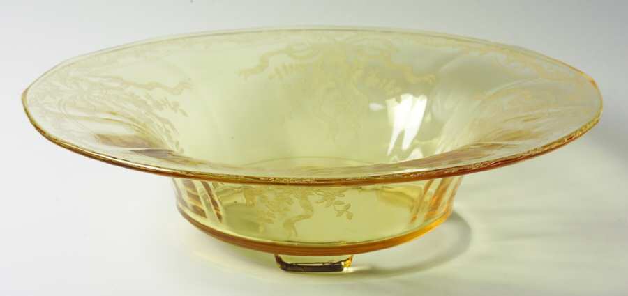 June Topaz (Yellow) 12" 3-Toed Footed Bowl by Fostoria-1