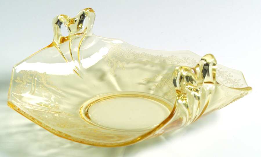 June Topaz (Yellow) Bon Bon with Square Handles by Fostoria-1