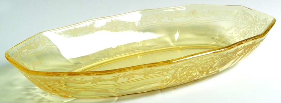 June Topaz (Yellow) 11" Oval Celery by Fostoria-1
