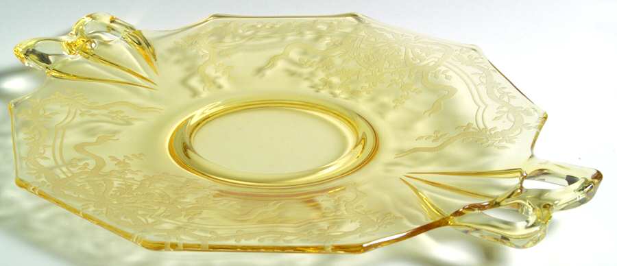 June Topaz (Yellow) Cheese & Cracker Plate by Fostoria-1