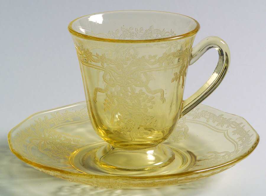 June Topaz (Yellow) Demitasse Cup & Saucer Set by Fostoria-1