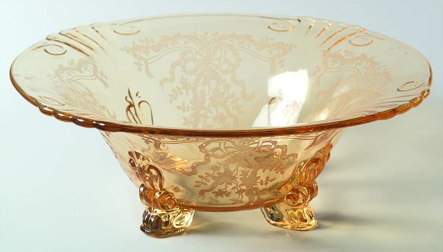 June Topaz (Yellow) 10" 4-Toed Footed Bowl by Fostoria-1