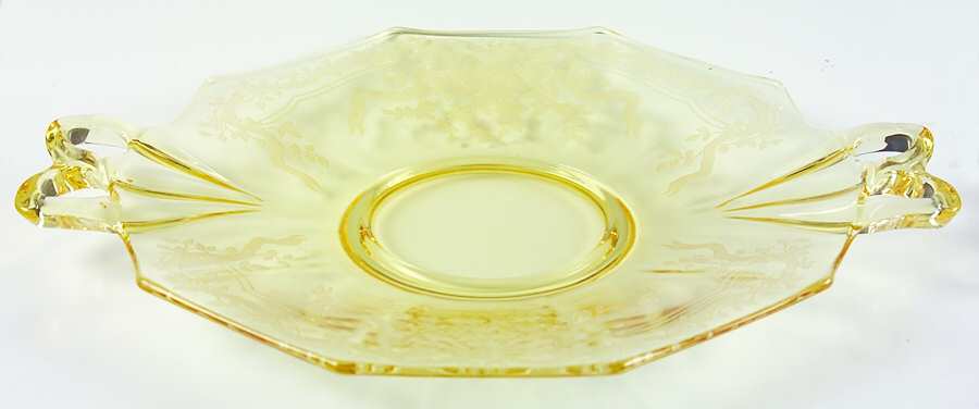 June Topaz (Yellow) Handled Cake Plate by Fostoria-1