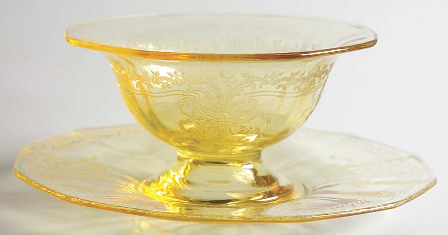 June Topaz (Yellow) Mayonnaise Bowl and Underplate by Fostoria-1