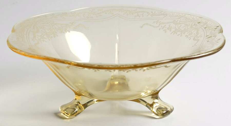 June Topaz (Yellow) 6" 3-Toed Footed Bowl by Fostoria-1