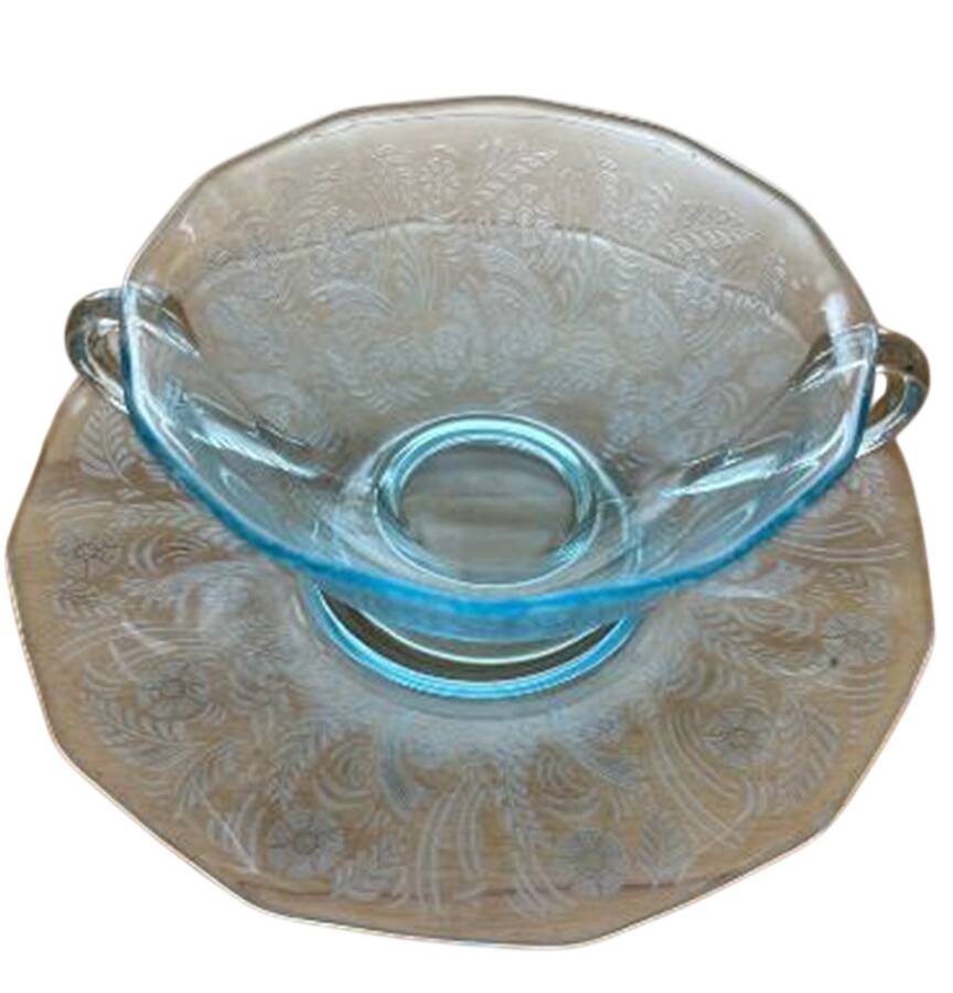 Kashmir Blue (Stem 5099) Cream Soup & Saucer Set by Fostoria-1