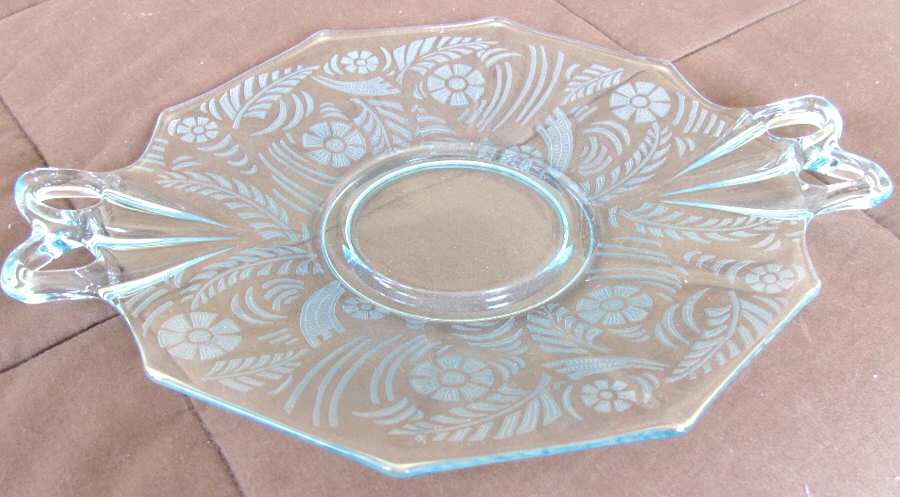 Kashmir Blue (Stem 5099) Handled Cake Plate by Fostoria-1