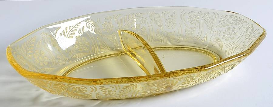 Kashmir Topaz (Stem 5099) 8" Oval 2 Part Relish by Fostoria-1