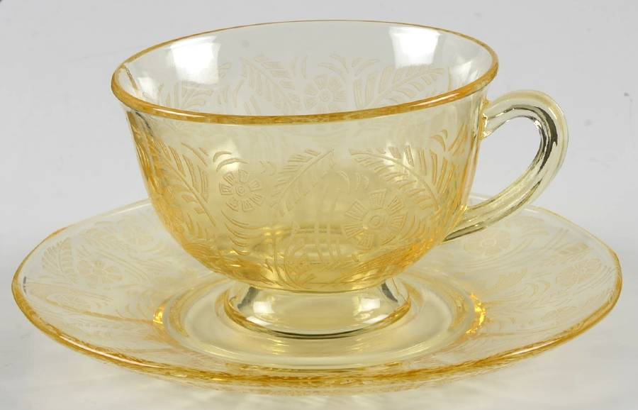 Kashmir Topaz (Stem 5099) Footed Cup & Saucer Set by Fostoria-1