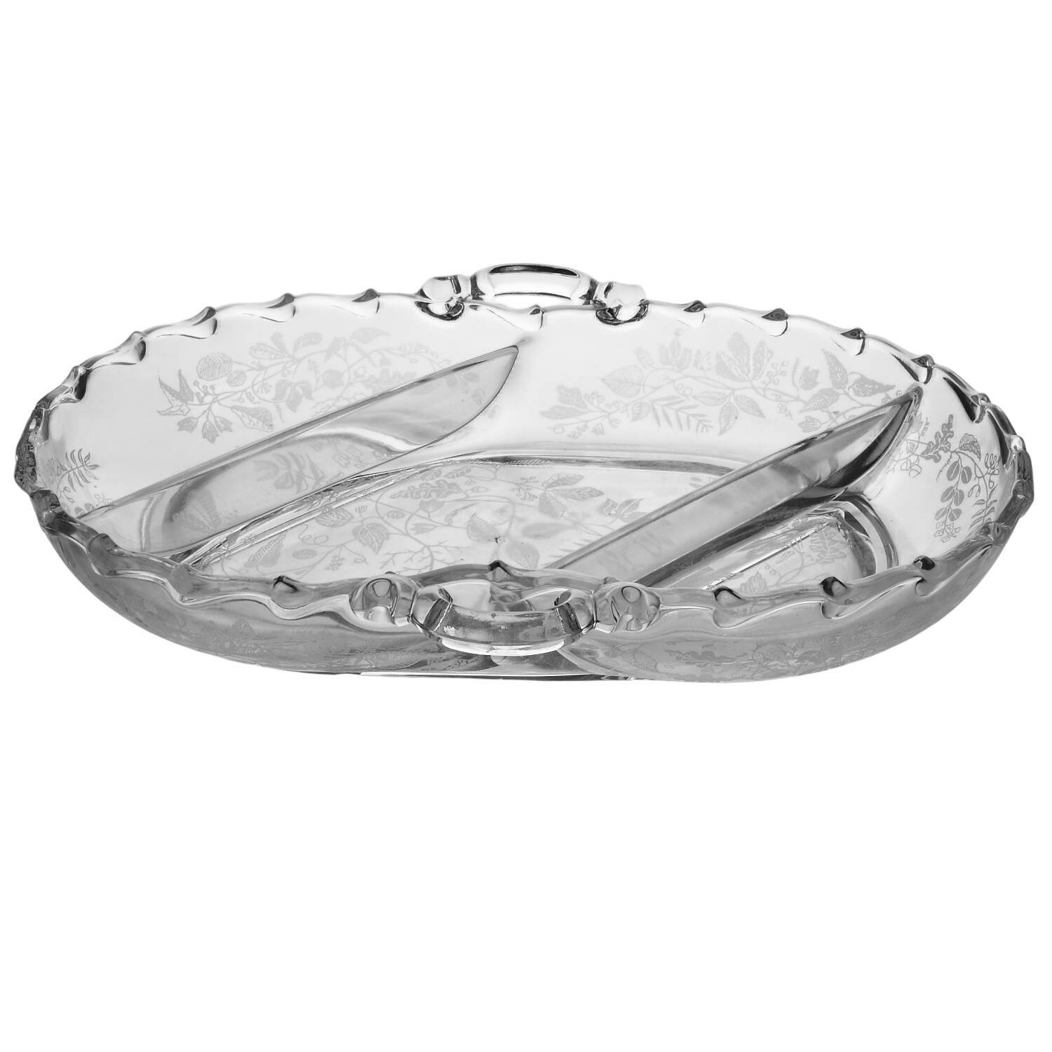 Lacy Leaf 11" Oval 3 Part Celery/Relish by Fostoria-1