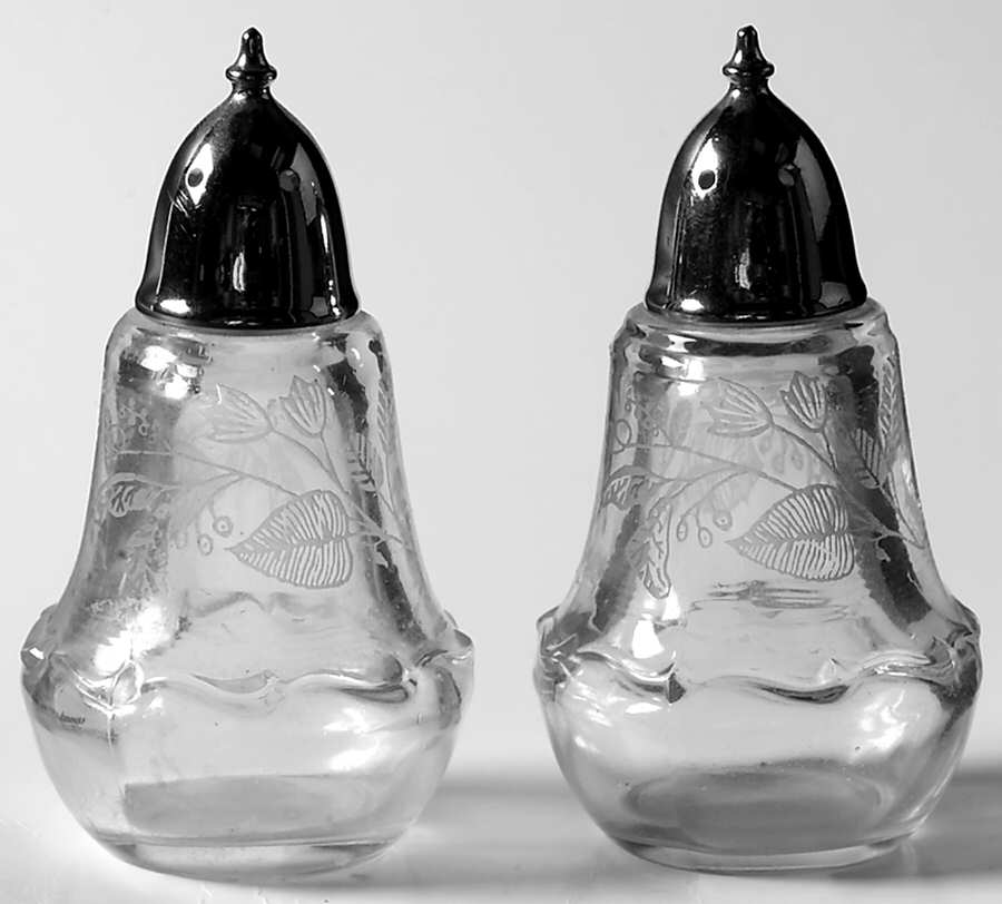 Lacy Leaf Shaker Set w/Metal Lids by Fostoria-1