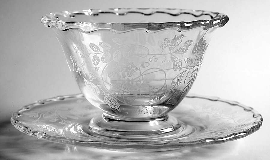 Lacy Leaf Mayonnaise Bowl and Underplate by Fostoria-1