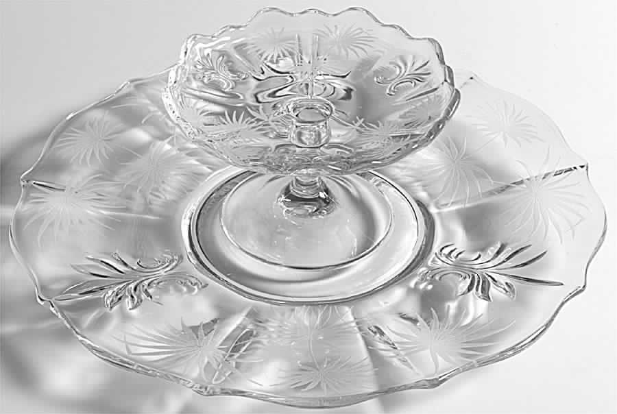 Lido Clear Cheese & Cracker Set (Baroque Shape) by Fostoria-1