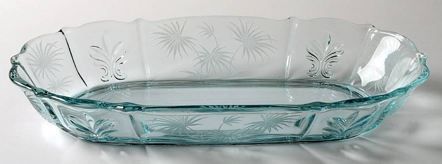 Lido Blue 11" Oval Celery (Baroque Shape) by Fostoria-1