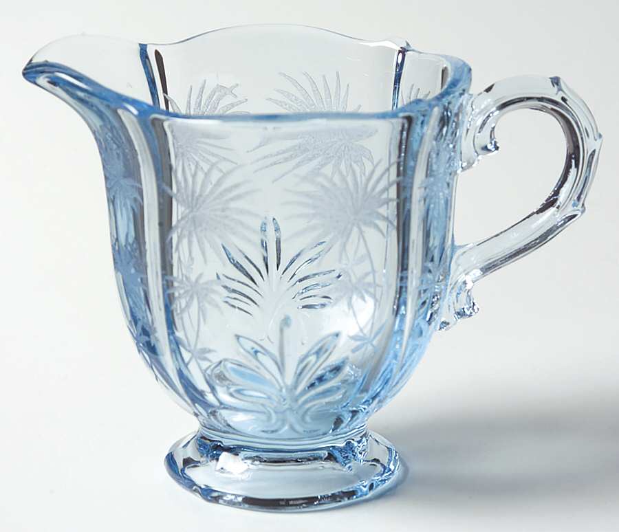 Lido Blue Footed Creamer (Baroque Shape) by Fostoria-1