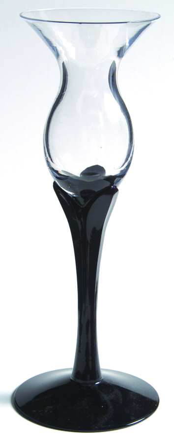Lotus Ebony Tall Single Light Candlestick by Fostoria-1