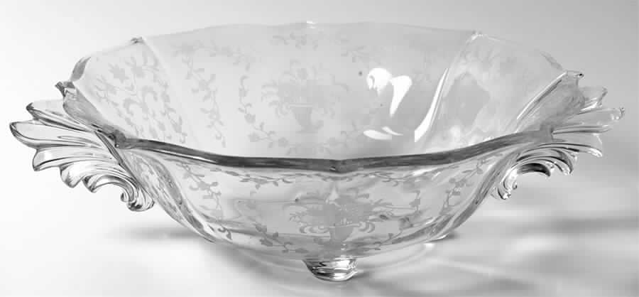 Mayflower Handled 4-Toed Bowl (Baroque Shape) by Fostoria-1