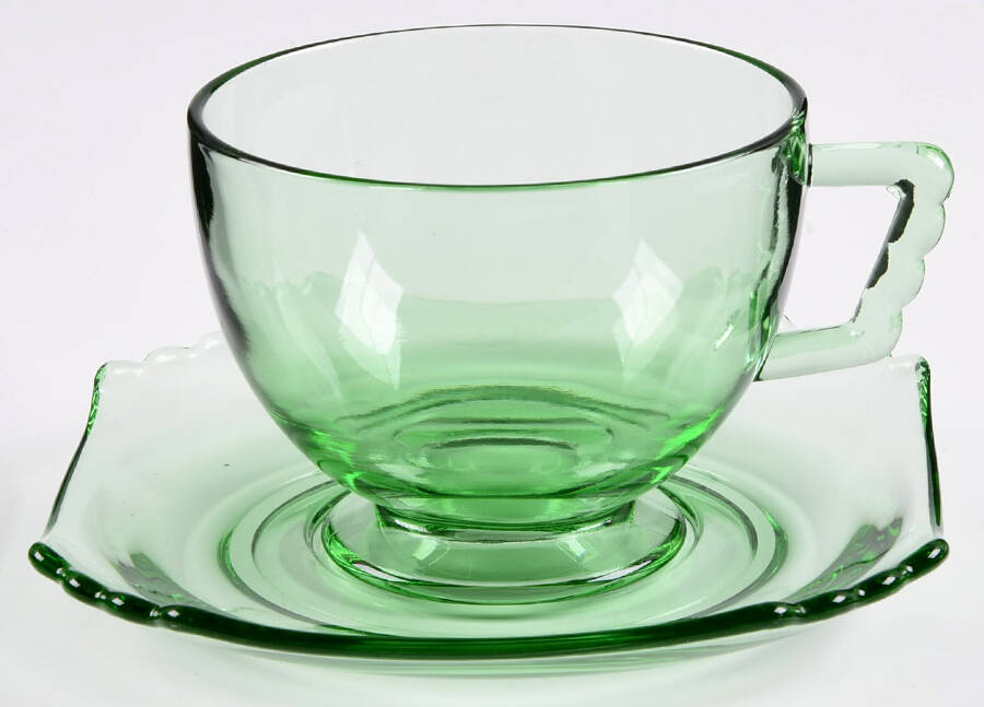 Mayfair Green (Light Green, Line 2419) Cup & Saucer Set by Fostoria-1