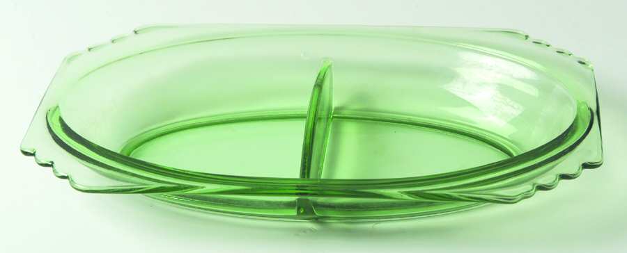 Mayfair Green (Light Green, Line 2419) 9" Oval 2 Part Relish by Fostoria-1