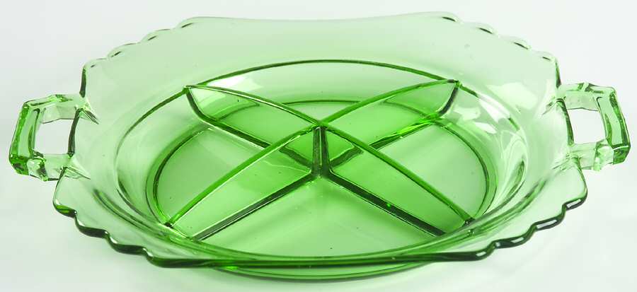 Mayfair Green (Light Green, Line 2419) 10" Square 4 Part Relish by Fostoria-1