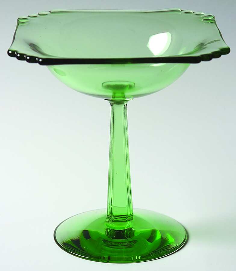Mayfair Green (Light Green, Line 2419) Square Compote (Height X Width) by Fostoria-1