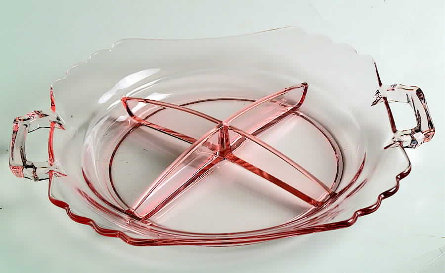 Mayfair Pink 10" Square 4 Part Relish by Fostoria-1