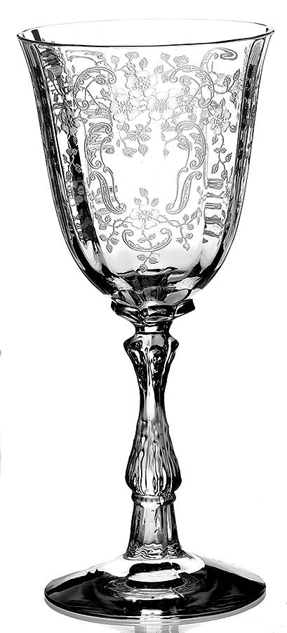 Meadow Rose Clear Water Goblet by Fostoria-1