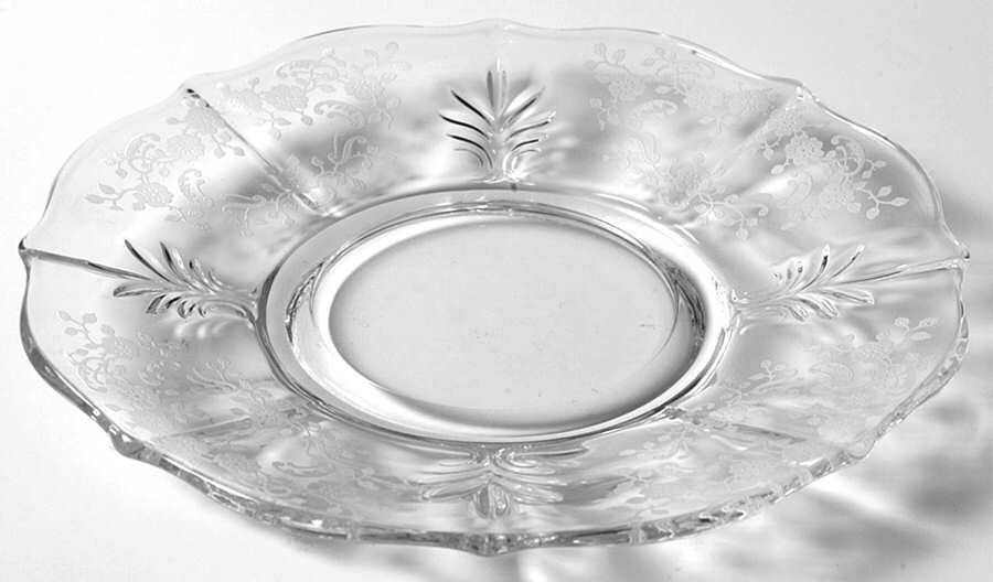 Meadow Rose Clear Mayonnaise Underplate (Baroque Shape) by Fostoria-1