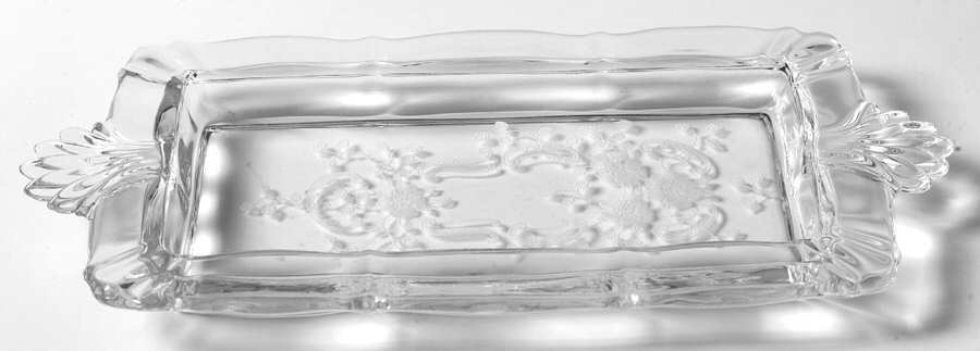 Meadow Rose Clear Rectangular Handled Tray (Baroque Shape) by Fostoria-1