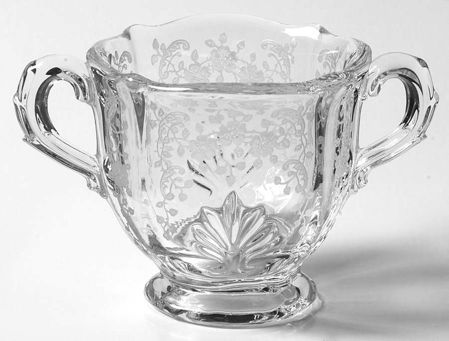 Meadow Rose Clear Individual Footed Sugar (Baroque Shape) by Fostoria-1