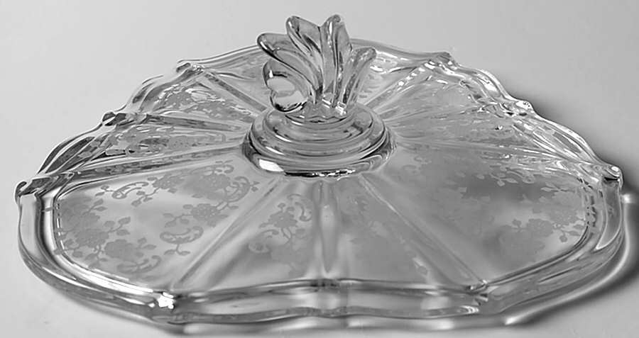 Meadow Rose Clear Lid for Baroque 3 Part Candy Box by Fostoria-1