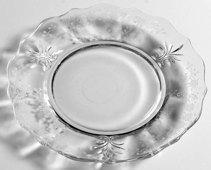 Meadow Rose Clear Bread & Butter Plate (Baroque Shape) by Fostoria-1