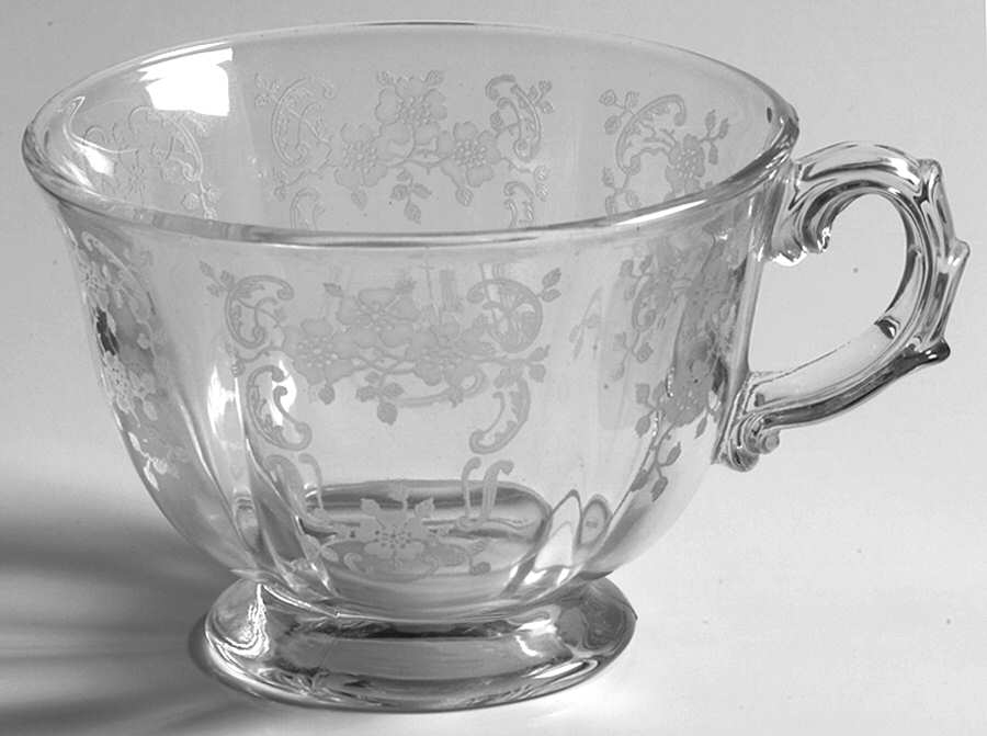 Meadow Rose Clear Footed Cup (Baroque Shape) by Fostoria-1