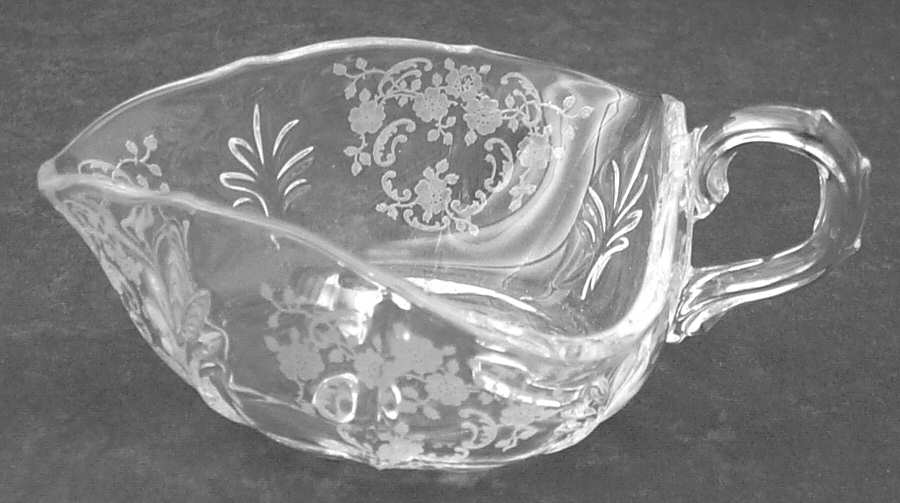 Meadow Rose Clear 1 Handle Triangular Nappy (Baroque Shape) by Fostoria-1