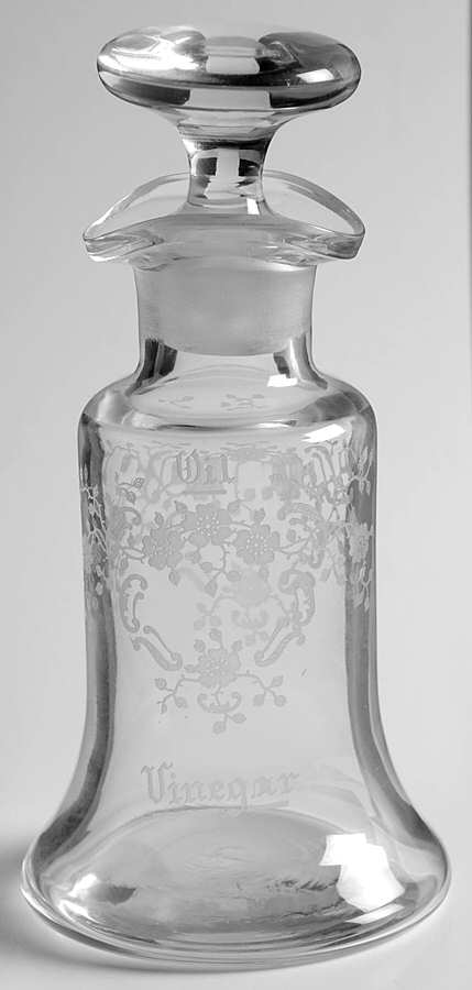 Meadow Rose Clear Salad Dressing Bottle & Stopper by Fostoria-1