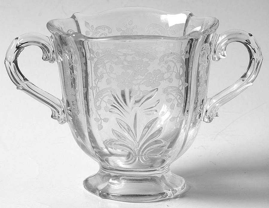Meadow Rose Clear Open Sugar (Baroque Shape) by Fostoria-1