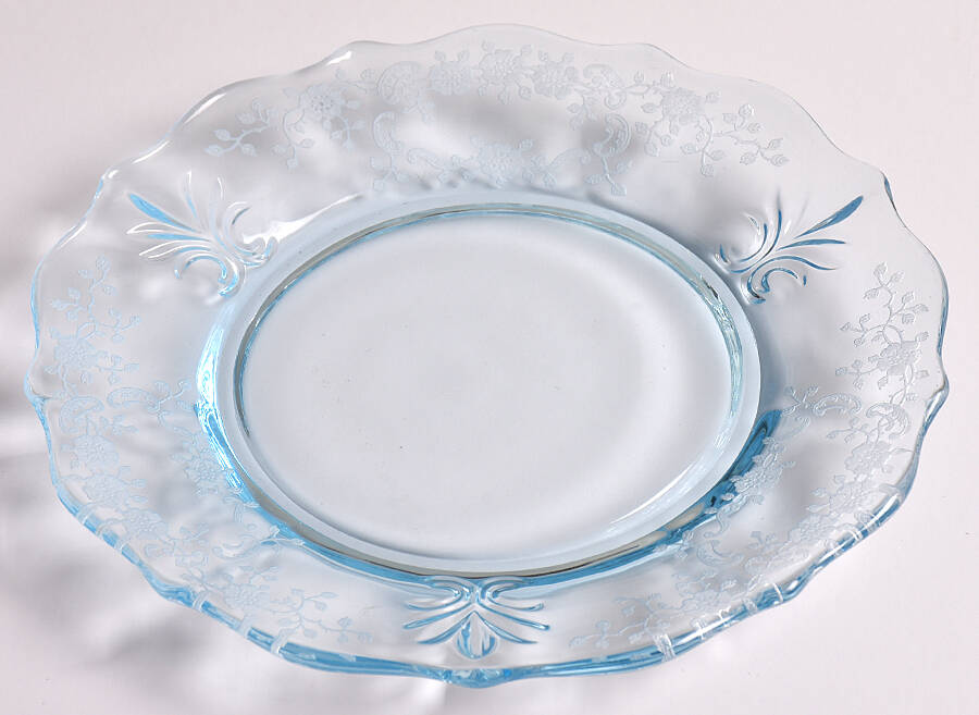 Meadow Rose Blue Bread & Butter Plate (Baroque Shape) by Fostoria-1