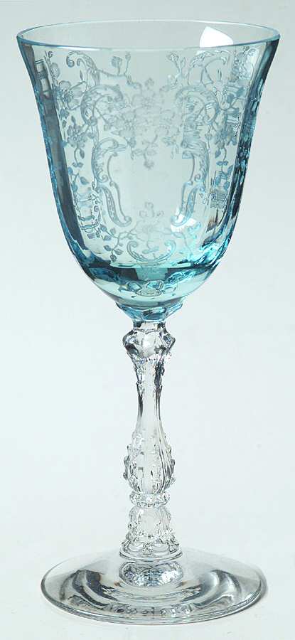 Meadow Rose Blue Wine Glass by Fostoria-1
