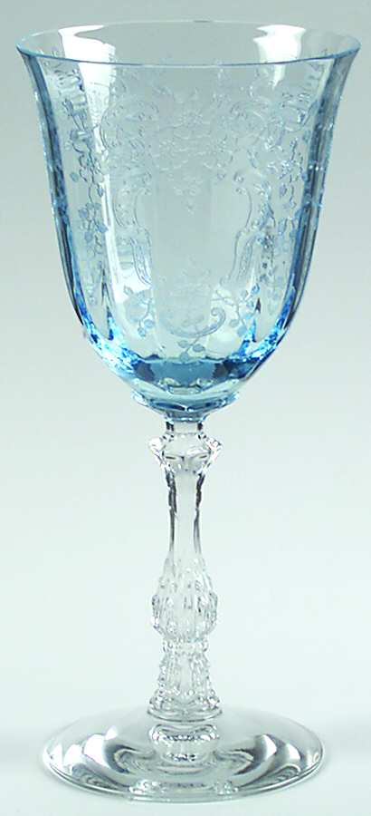 Meadow Rose Blue Water Goblet by Fostoria-1