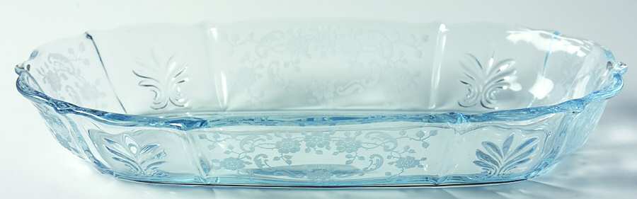 Meadow Rose Blue 11" Oval Celery (Baroque Shape) by Fostoria-1