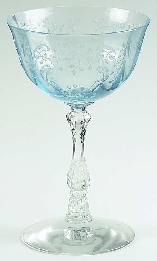 Meadow Rose Blue Champagne/Tall Sherbet by Fostoria-1