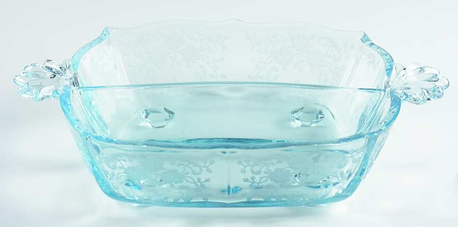 Meadow Rose Blue 2 Part Handled Relish (Baroque Shape) by Fostoria-1