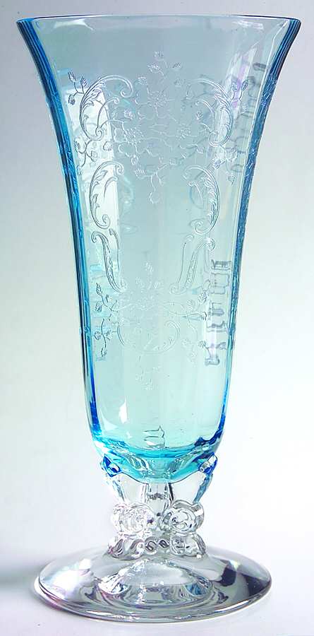 Meadow Rose Blue 9" Footed Vase by Fostoria-1