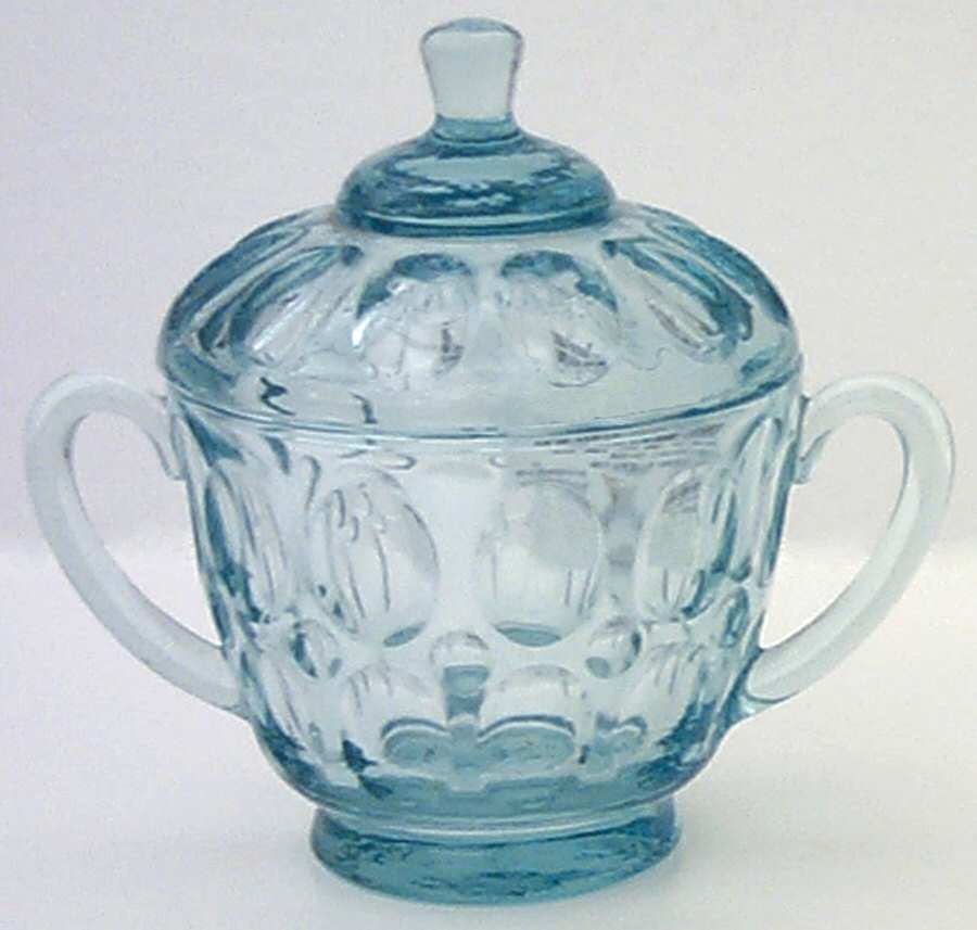 Mesa Blue Sugar Bowl & Lid by Fostoria-1