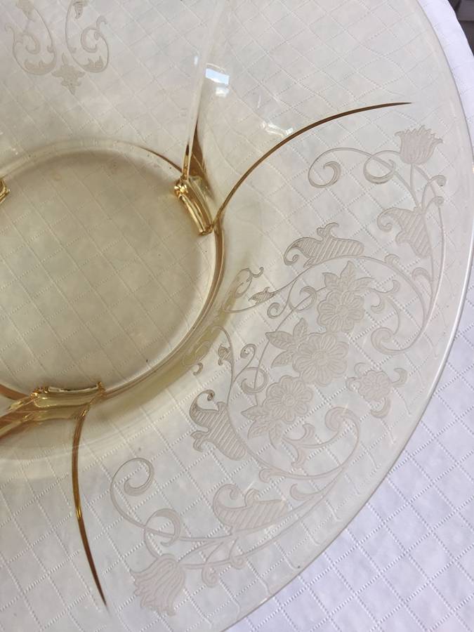 Minuet Yellow (Stem 4020, Yellow Stem) Flared Bowl by Fostoria-1