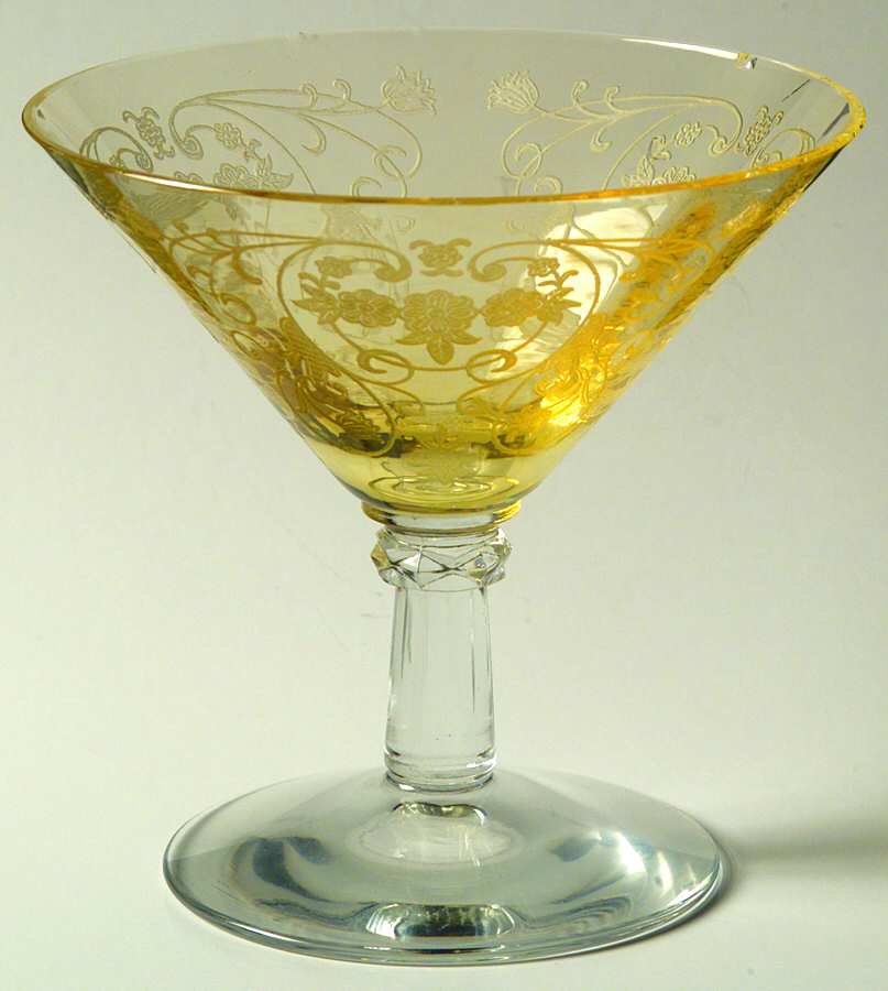 Minuet Yellow (Stem 6002, Yellow Bowl) Champagne/Tall Sherbet by Fostoria-1